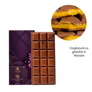 Tabletă de ciocolată cu umplutură de ghimbir și biscuiți 120g